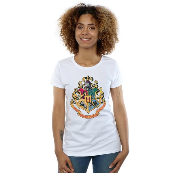 Harry Potter Womens/Ladies Hogwarts Crest Gold Ink Cotton T-Shirt