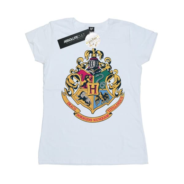 Harry Potter Womens/Ladies Hogwarts Crest Gold Ink Cotton T-Shirt