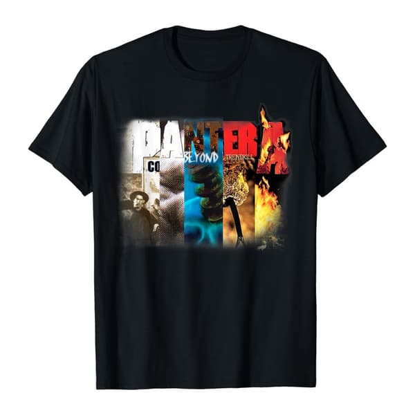 Pantera Unisex T-shirt i bomuld med album-collage for voksne Black S