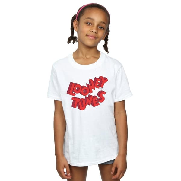 Looney Tunes Girls 3D Logo Cotton T-Shirt