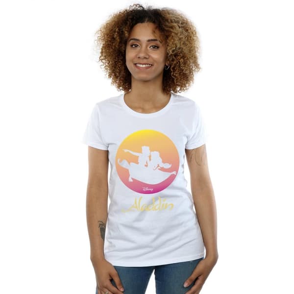 Disney Womens/Ladies Aladdin Flying Sunset Cotton T-Shirt