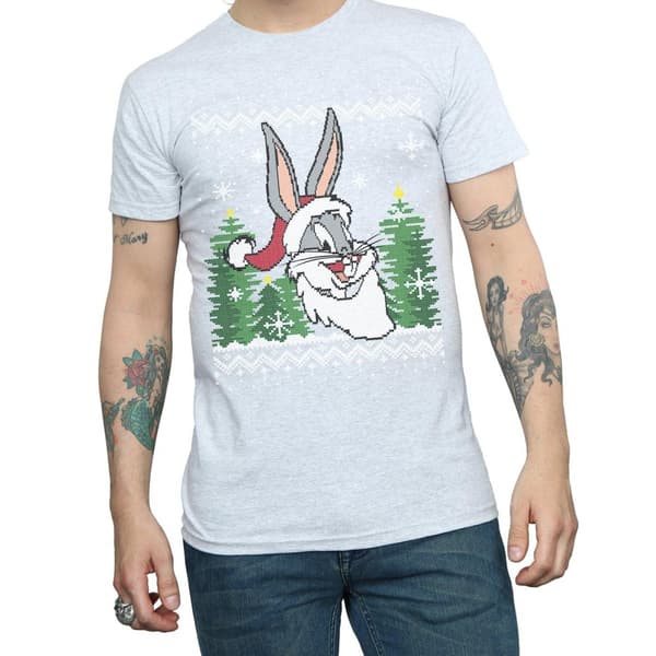 Looney Tunes Snurre Sprätt Christmas Fair Isle T-shirt för herrar