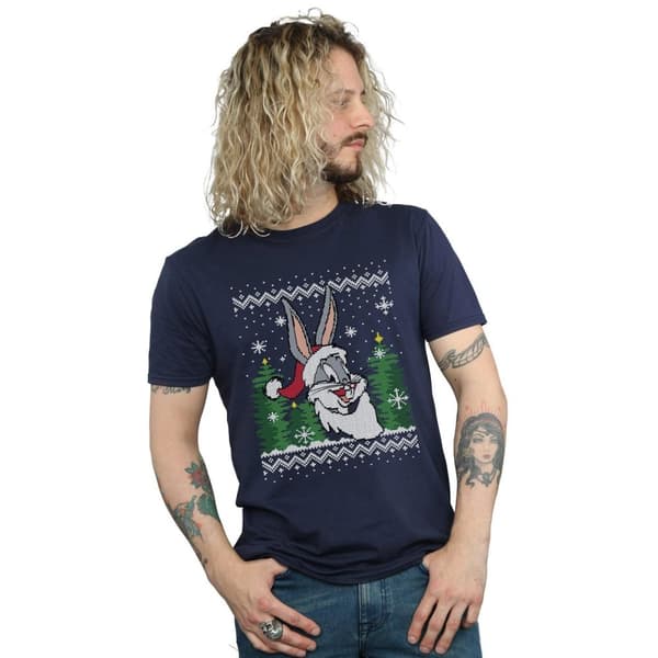 Looney Tunes Snurre Sprätt Christmas Fair Isle T-shirt för herrar