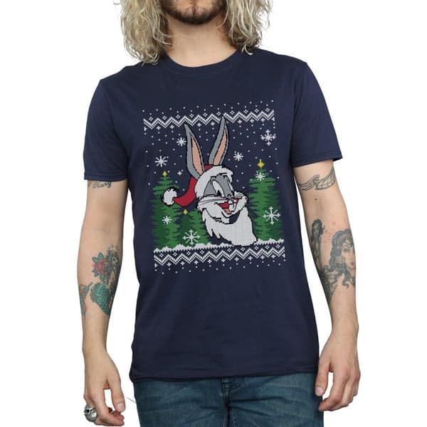 Looney Tunes Snurre Sprätt Christmas Fair Isle T-shirt för herrar