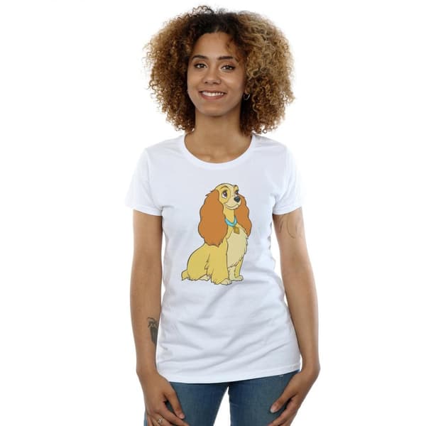 Disney Dam/Tjej Lady And The Tramp Lady Spaghetti Hjärta Bomulls-T-shirt