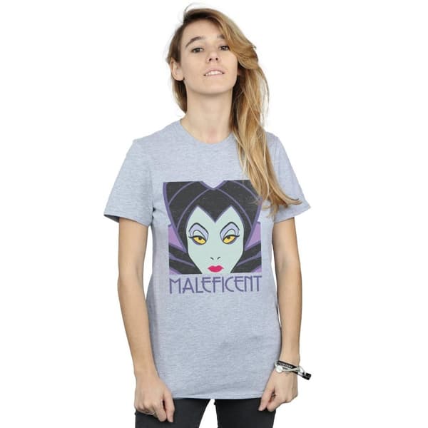 Disney Dam/Tjej - Maleficent - Boyfriend-T-shirt i bomull med avklippt huvud