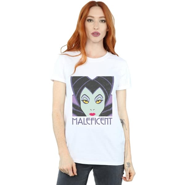 Disney Dam/Tjej - Maleficent - Boyfriend-T-shirt i bomull med avklippt huvud