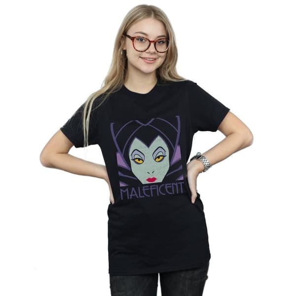 Disney Dam/Tjej - Maleficent - Boyfriend-T-shirt i bomull med avklippt huvud
