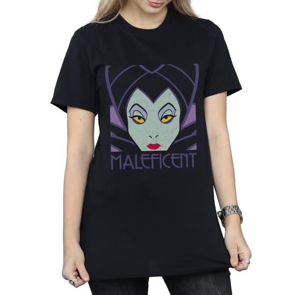 Disney Dam/Tjej - Maleficent - Boyfriend-T-shirt i bomull med avklippt huvud