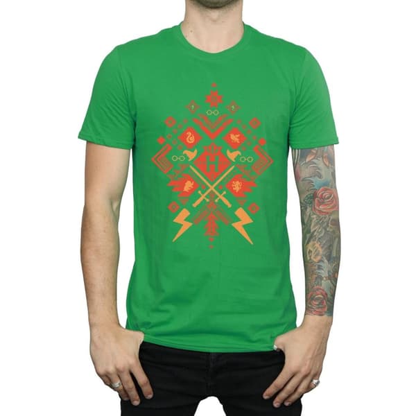 Harry Potter Mens Christmas Fair Isle T-Shirt