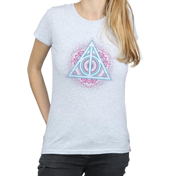 Harry Potter Womens/Ladies Neon Deathly Hallows Cotton T-Shirt