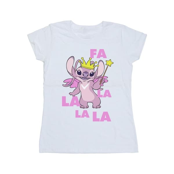 Disney Womens/Ladies Lilo & Stitch Angel Fa La La Cotton T-Shirt White XXL