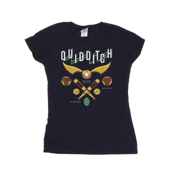 Harry Potter Womens/Ladies Quidditch Bludgers Quaffles Cotton T-Shirt Navy Blue M