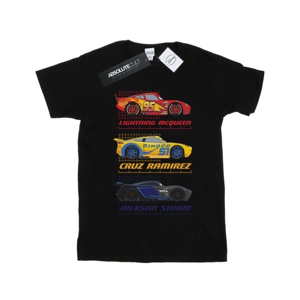Disney Dam/Tjej Cars Racer Profil Bomull Boyfriend T-shirt Black S