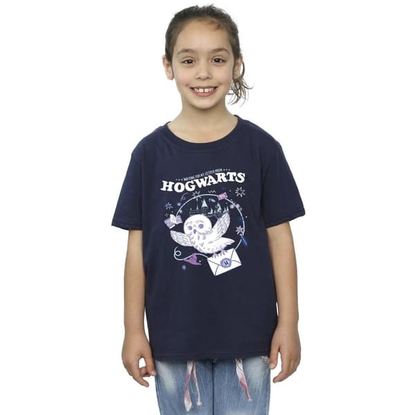 Harry Potter T-shirt i bomull med uggla och brev från Hogwarts