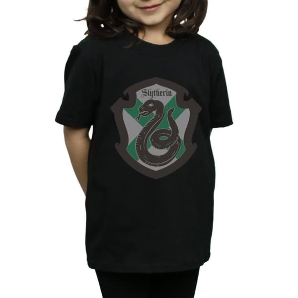Harry Potter Girls Slytherin Crest Flat Cotton T-Shirt