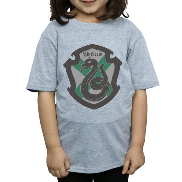 Harry Potter Girls Slytherin Crest Flat Cotton T-Shirt
