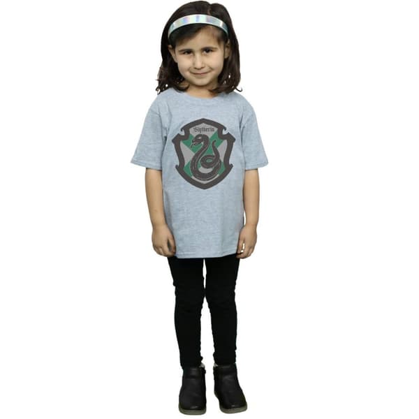 Harry Potter Girls Slytherin Crest Flat Cotton T-Shirt