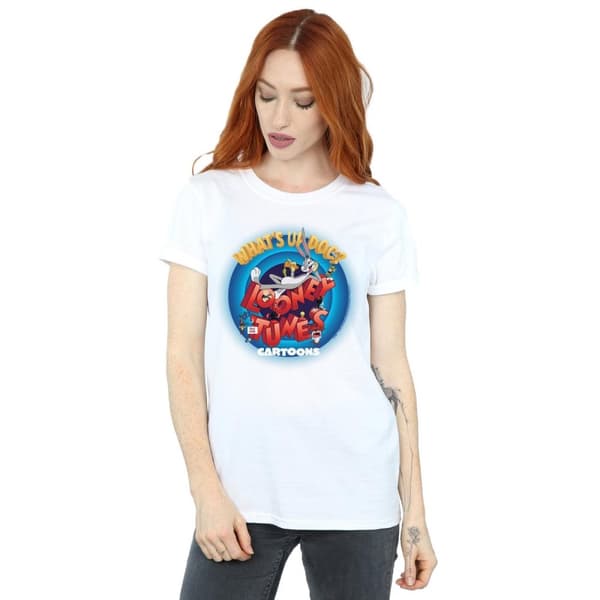 Looney Tunes Dam/kvinnor Cartoons What´s Up Doc Circle Boyfriend T-shirt i bomull