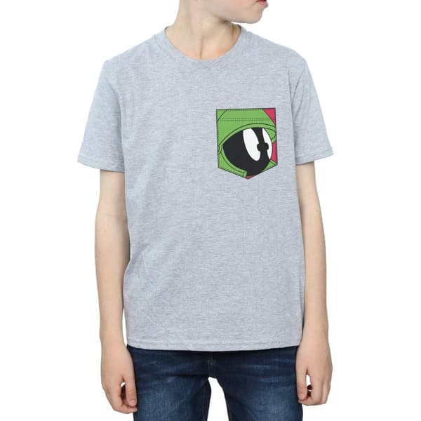 Looney Tunes Pojkar - Marvin The Martian - T-shirt med fuskansikte och fickficka