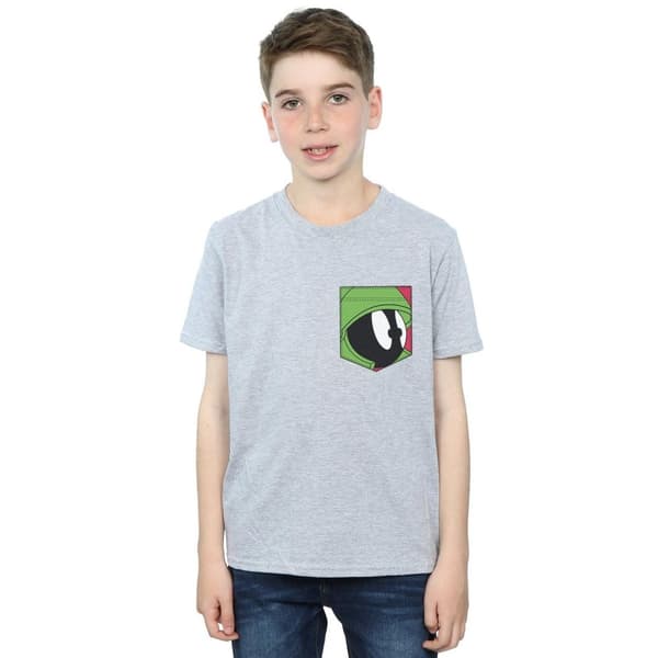 Looney Tunes Pojkar - Marvin The Martian - T-shirt med fuskansikte och fickficka
