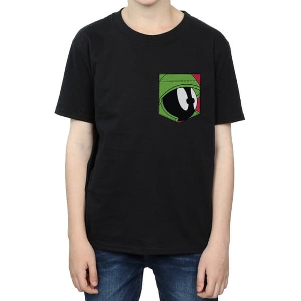 Looney Tunes Boys Marvin The Martian Face Faux Pocket T-Shirt