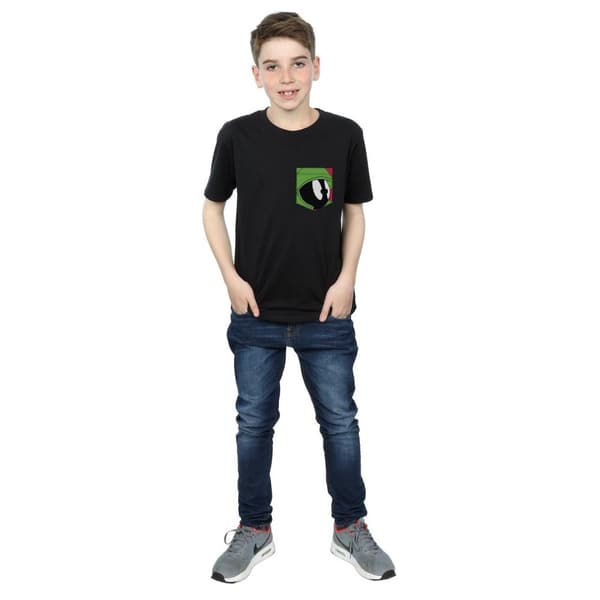 Looney Tunes Boys Marvin The Martian Face Faux Pocket T-Shirt