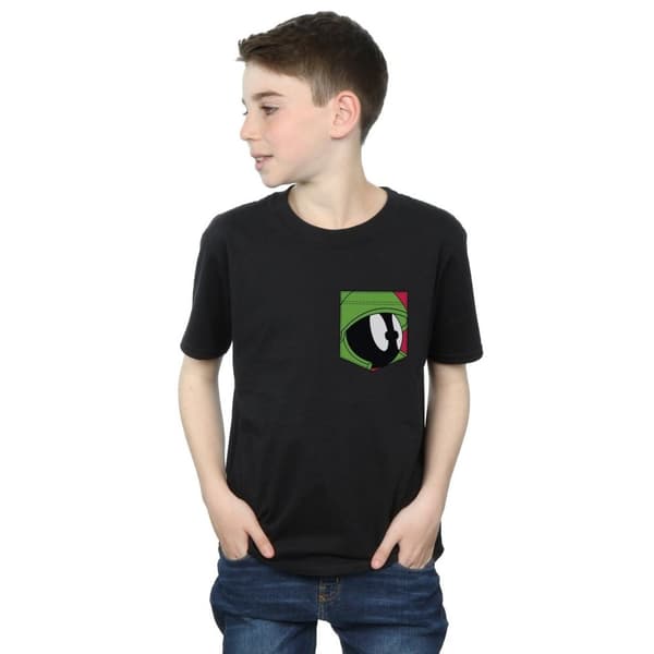 Looney Tunes Boys Marvin The Martian Face Faux Pocket T-Shirt
