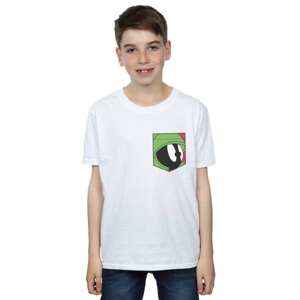 Looney Tunes Boys Marvin The Martian Face Faux Pocket T-Shirt