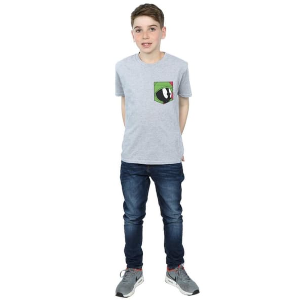 Looney Tunes Boys Marvin The Martian Face Faux Pocket T-Shirt