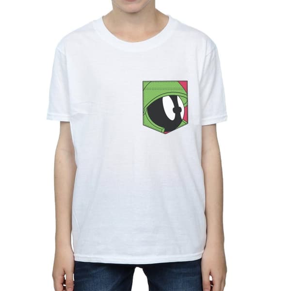 Looney Tunes Boys Marvin The Martian Face Faux Pocket T-Shirt
