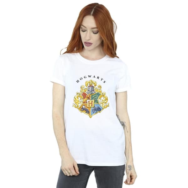 Harry Potter Womens/Ladies Hogwarts School Emblem Cotton Boyfriend T-Shirt