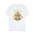 Miniatyrbillede 1 af 3: Harry Potter Womens/Ladies Hogwarts School Emblem Cotton Boyfriend T-Shirt