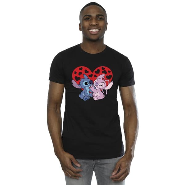Disney Mens Lilo & Stitch Hearts T-Shirt