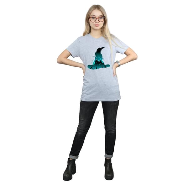 Harry Potter Dam/Tjej Hogwarts Silhouette Bomull Boyfriend T-shirt