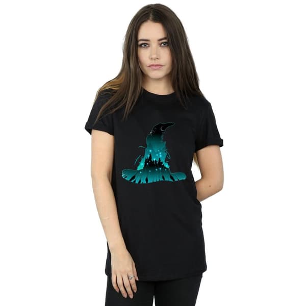Harry Potter Dam/Tjej Hogwarts Silhouette Bomull Boyfriend T-shirt