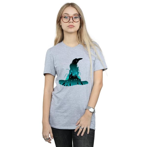 Harry Potter Dam/Tjej Hogwarts Silhouette Bomull Boyfriend T-shirt