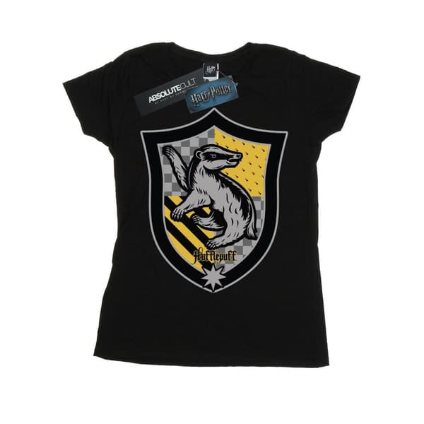 Harry Potter Dam/Häst Hufflepuff Crest Flat T-shirt i bomull