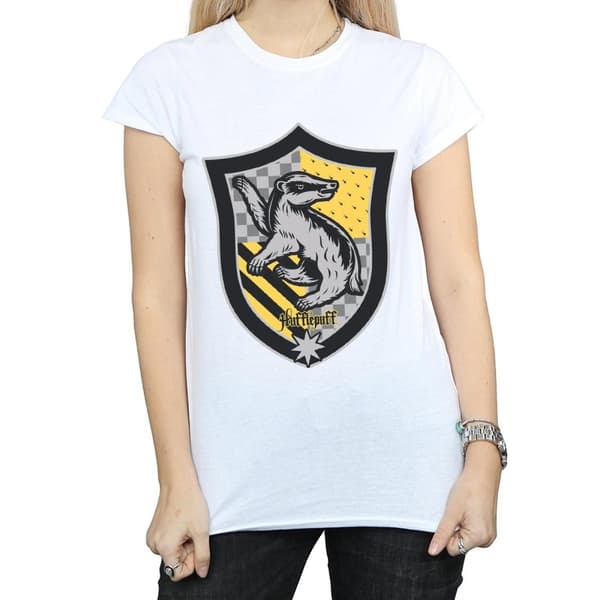 Harry Potter Dam/Häst Hufflepuff Crest Flat T-shirt i bomull