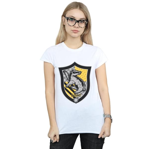Harry Potter Dam/Häst Hufflepuff Crest Flat T-shirt i bomull