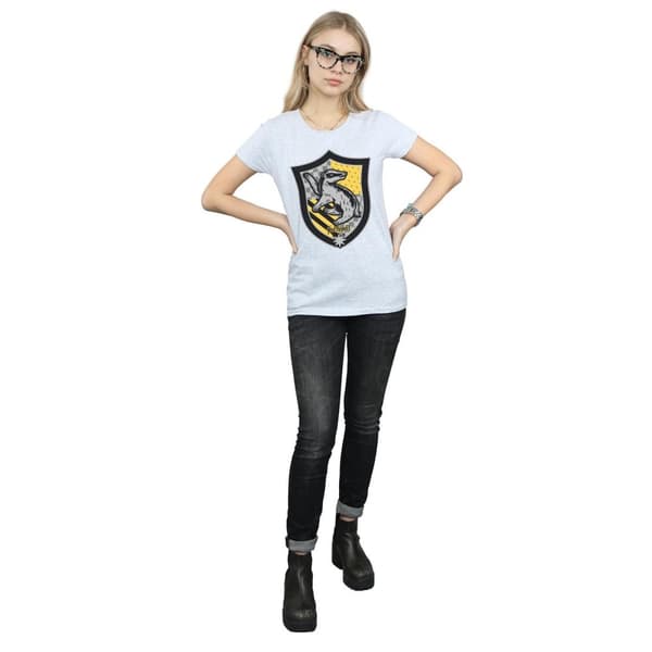 Harry Potter Dam/Häst Hufflepuff Crest Flat T-shirt i bomull