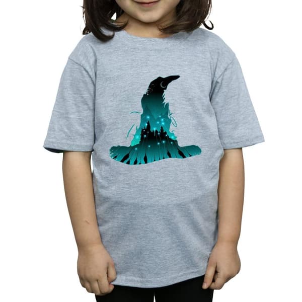 Harry Potter T-shirt i bomull med Hogwarts-silhuett för flickor