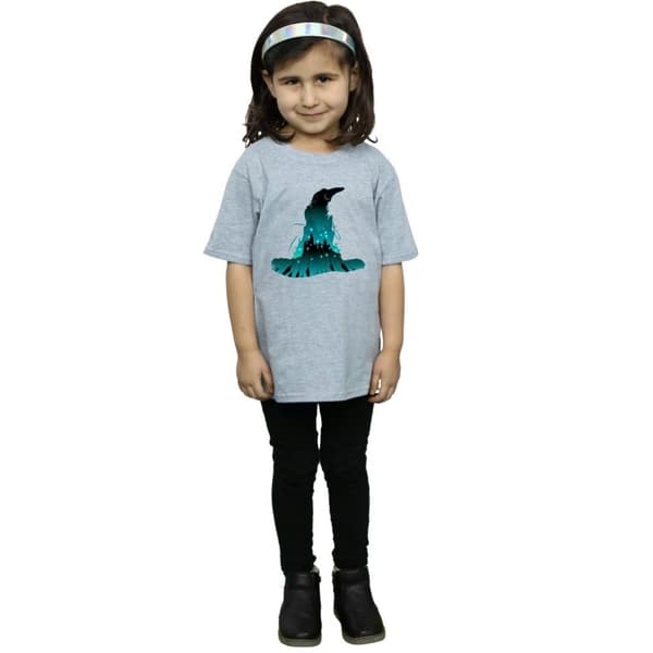 Harry Potter T-shirt i bomull med Hogwarts-silhuett för flickor