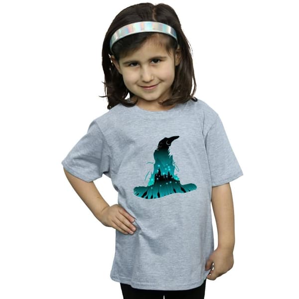 Harry Potter T-shirt i bomull med Hogwarts-silhuett för flickor