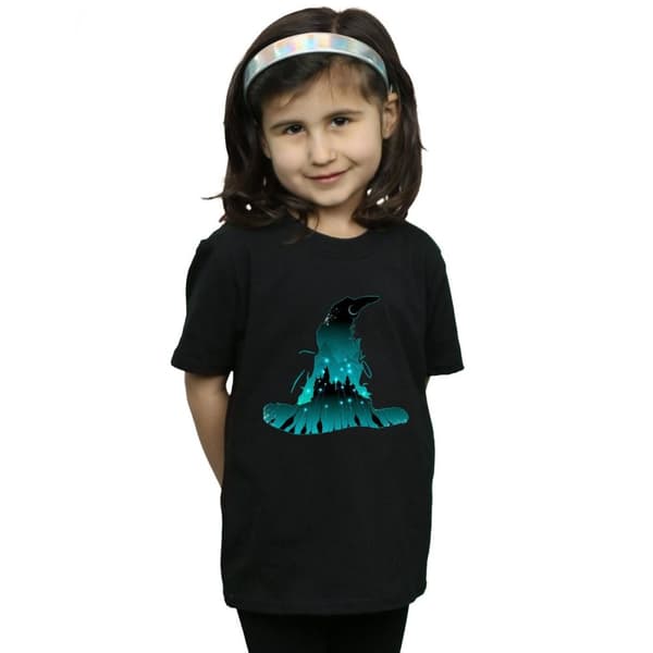 Harry Potter T-shirt i bomull med Hogwarts-silhuett för flickor