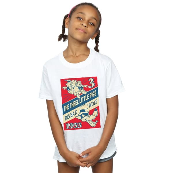 Disney T-shirt i bomull för flickor Tre små grisar och den stora stygga vargen