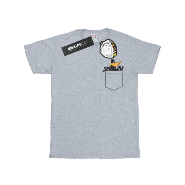 Looney Tunes Girls Daffy Duck Faux Pocket Cotton T-Shirt