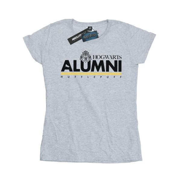 Harry Potter Womens/Ladies Hogwarts Alumni Hufflepuff Cotton T-Shirt Sports Grey M