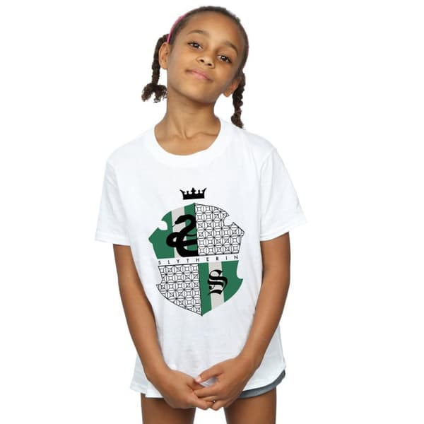 Harry Potter Girls Slytherin Shield Cotton T-Shirt