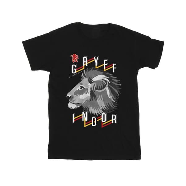 Harry Potter Girls Gryffindor Lion Icon Cotton T-Shirt Black 12-13 Years
